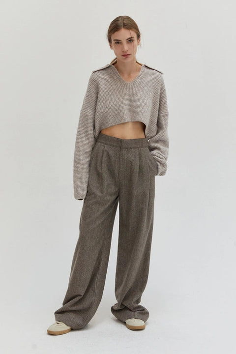 Carter Waffle Polo Sweater Knit Top H. GREY-Top-Crescent-XS-H. GREY-Urbanheer