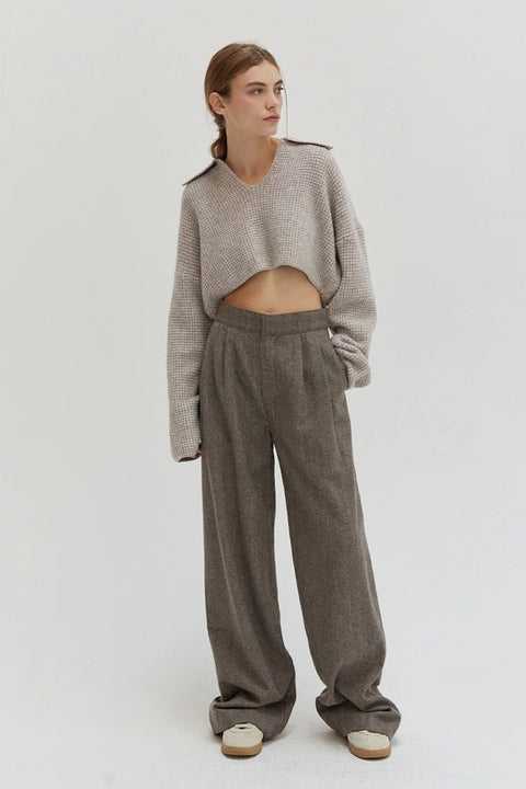 Carter Waffle Polo Sweater Knit Top H. GREY-Top-Crescent-XS-H. GREY-Urbanheer
