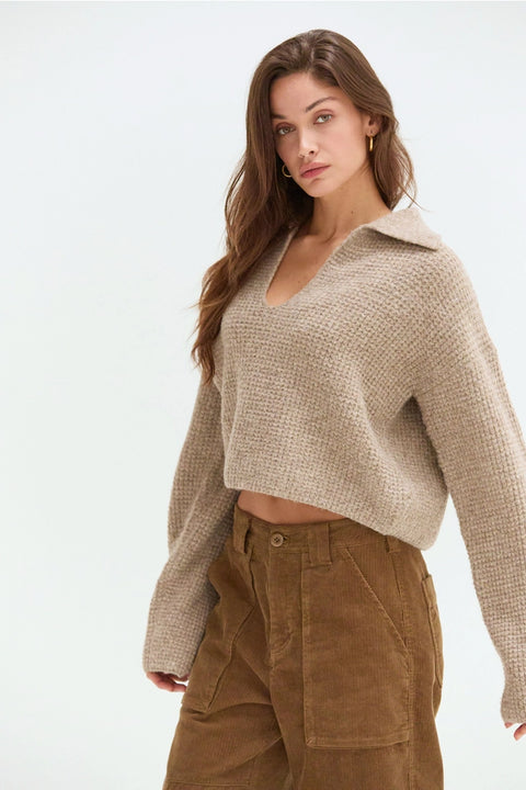 Carter Waffle Polo Sweater Knit Top