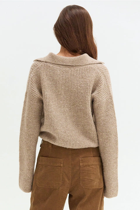 Carter Waffle Polo Sweater Knit Top