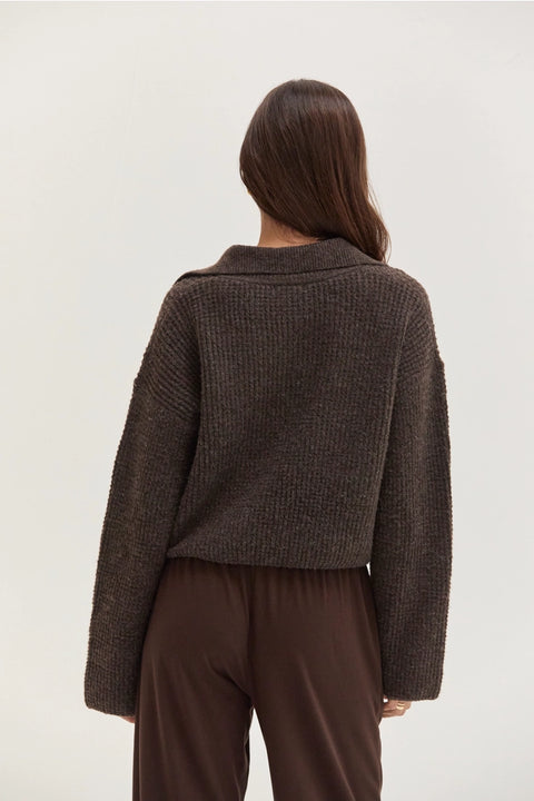 Carter Waffle Polo Sweater Knit Top