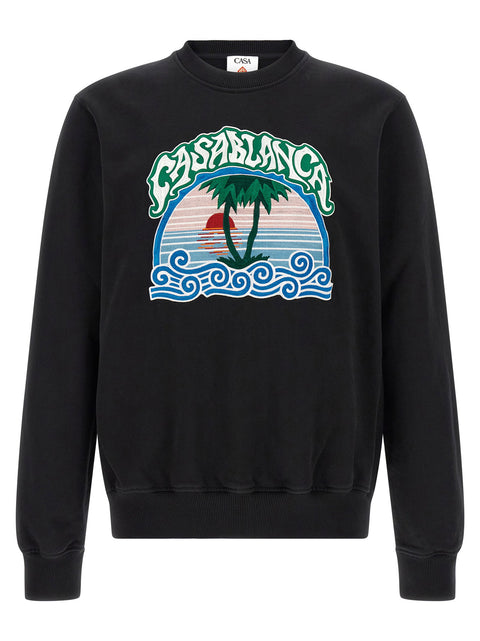 Casablanca Palm Tree Emblem Embroidered Sweatshirt