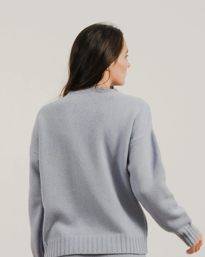 Cashmere Blend Braided Sweater Blu Dusty-Sweater-LÈMME-S-Blu Dusty-Urbanheer
