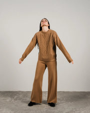 Cashmere Blend Braided Sweater Caramello-Sweater-LÈMME-S-Caramello-Urbanheer