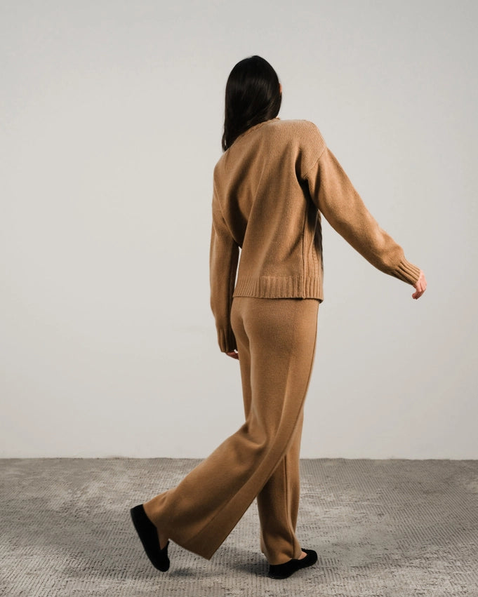 Cashmere Blend Braided Sweater Caramello-Sweater-LÈMME-S-Caramello-Urbanheer