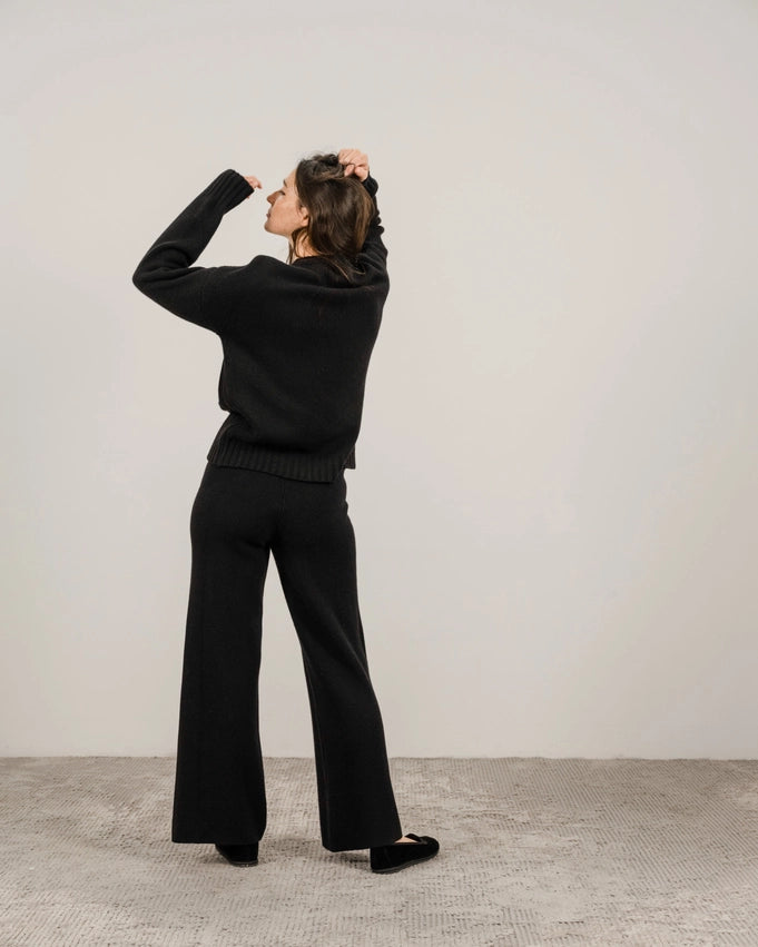 Cashmere Blend Braided Sweater Nero-Sweater-LÈMME-S-Nero-Urbanheer