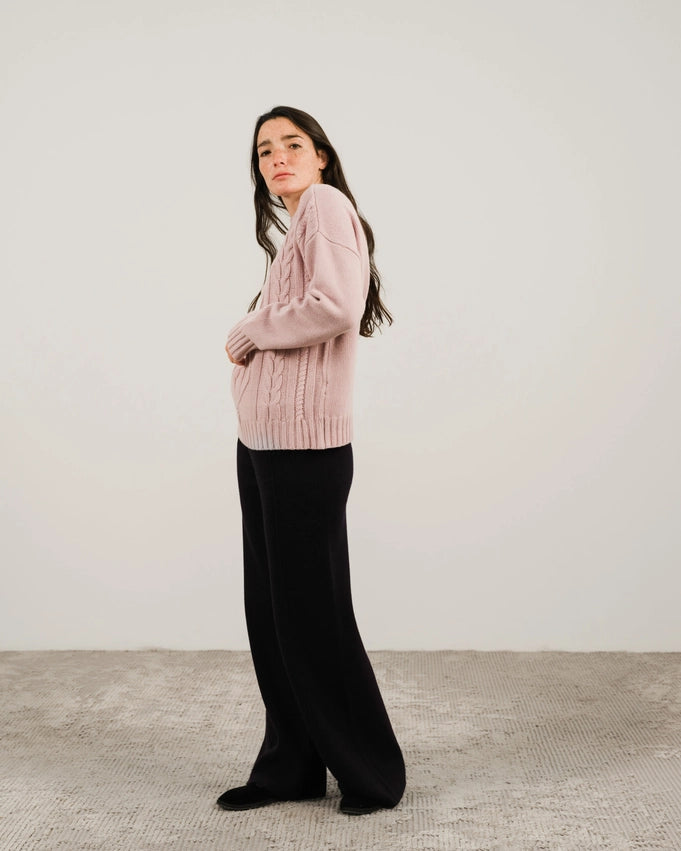 Cashmere Blend Braided Sweater Rosa-Sweater-LÈMME-S-Rosa-Urbanheer