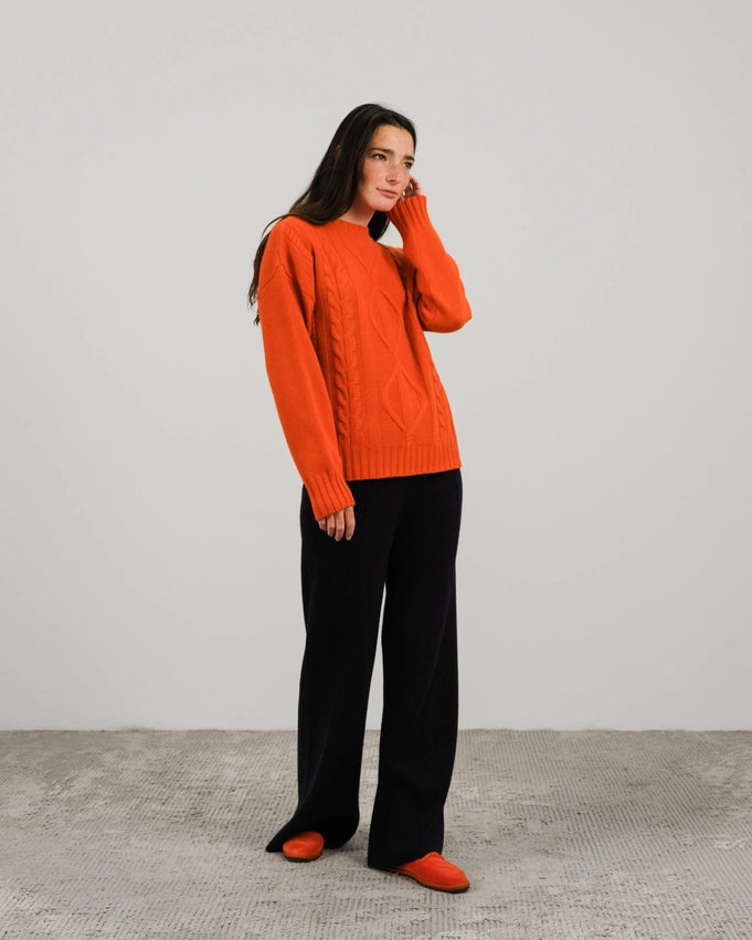 Cashmere Blend Braided Sweater arancia-Sweater-LÈMME-S-arancia-Urbanheer
