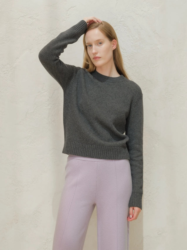 Cashmere Blend Crewneck Sweater-Sweater-LÈMME-S-Dark Grey-Urbanheer