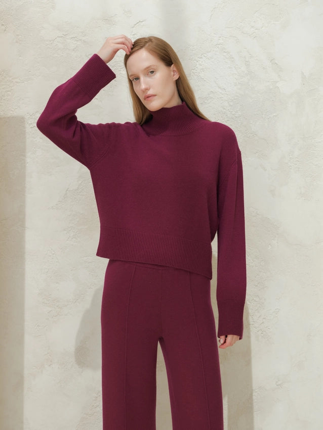Cashmere Blend Crewneck Sweater-Sweater-LÈMME-S-Magenta-Urbanheer