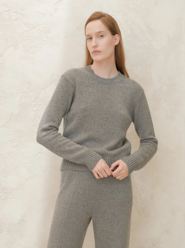 Cashmere Blend Crewneck Sweater-Sweater-LÈMME-S-Steel Grey-Urbanheer