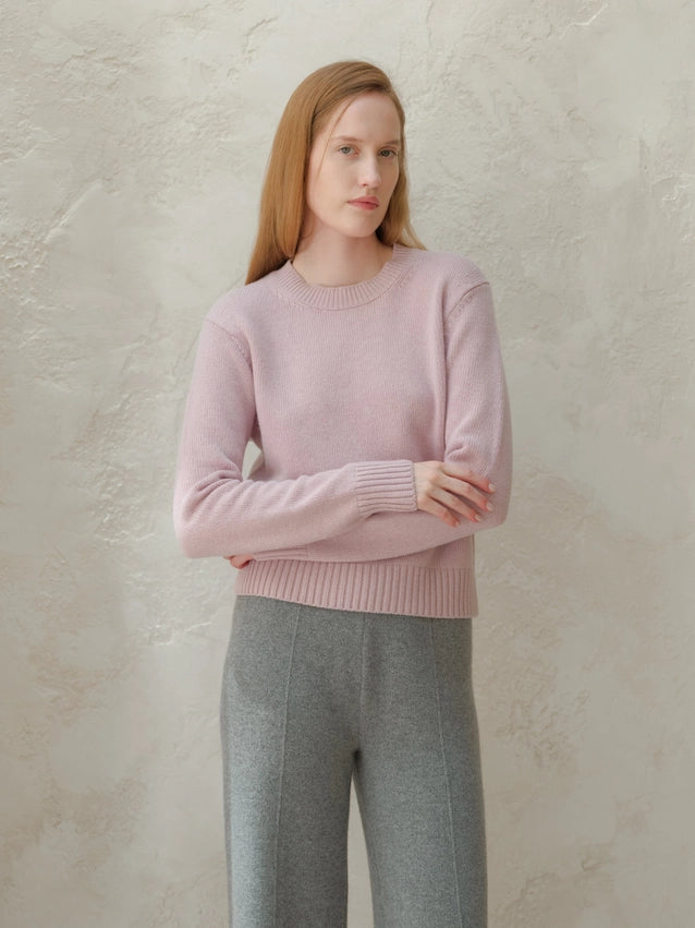 Cashmere Blend Crewneck Sweater-Sweater-LÈMME-S-rose-Urbanheer