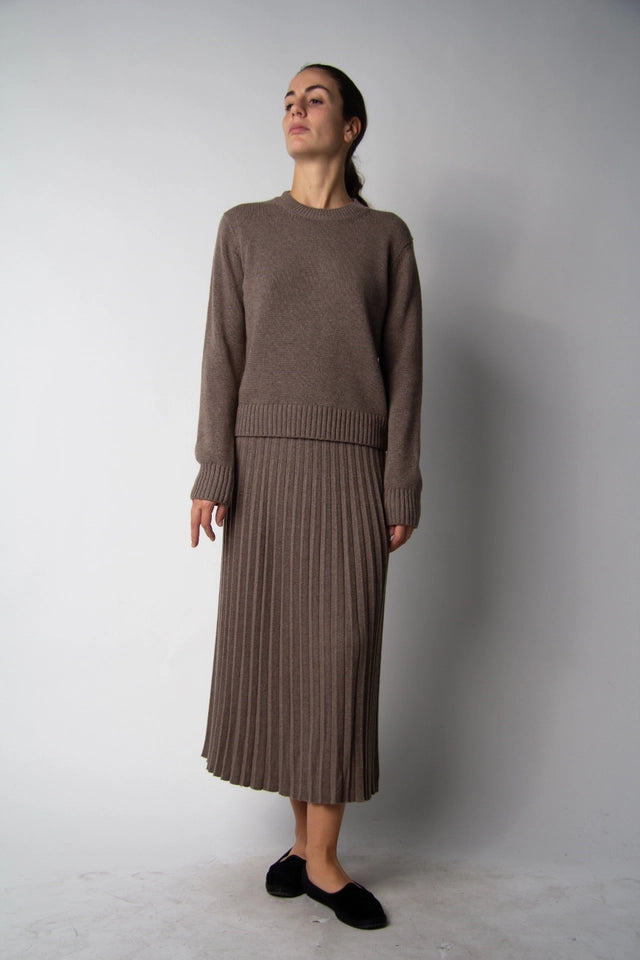 Cashmere Blend Pleated Skirt (3D Knit) Castagna-Skirt-LÈMME-S-Castagna-Urbanheer