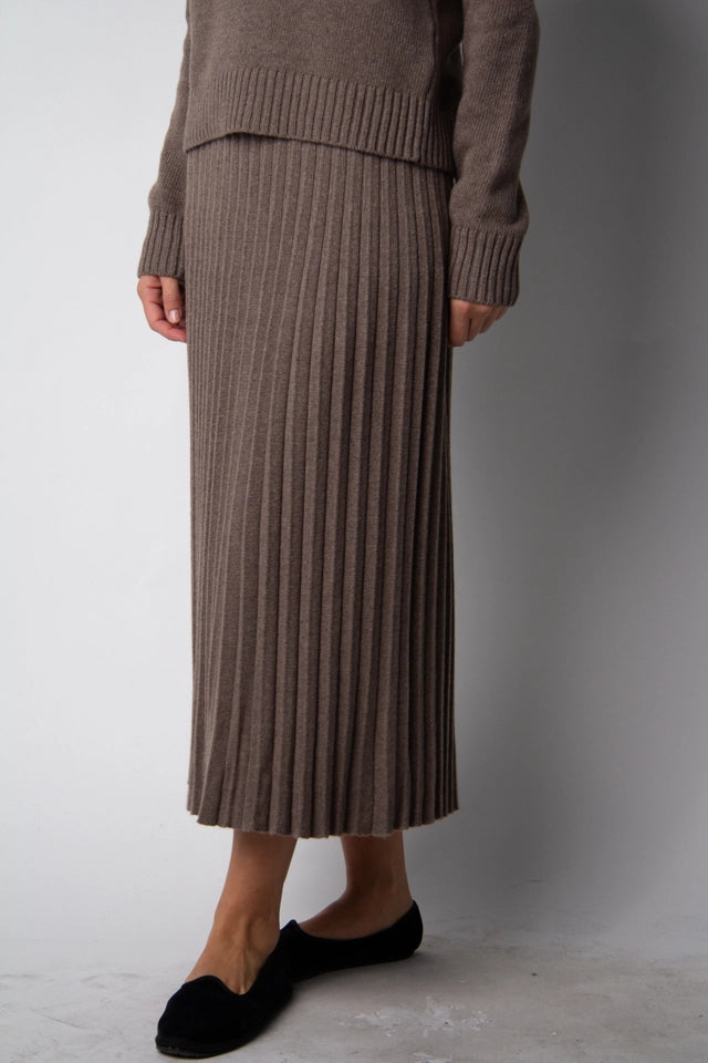 Cashmere Blend Pleated Skirt (3D Knit) Castagna-Skirt-LÈMME-S-Castagna-Urbanheer