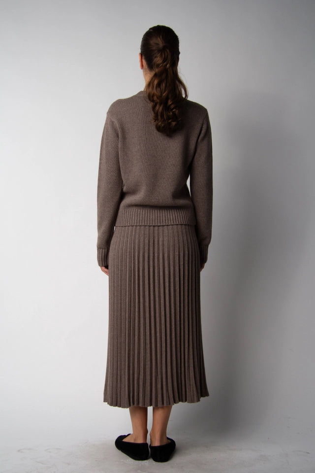 Cashmere Blend Pleated Skirt (3D Knit) Castagna-Skirt-LÈMME-S-Castagna-Urbanheer