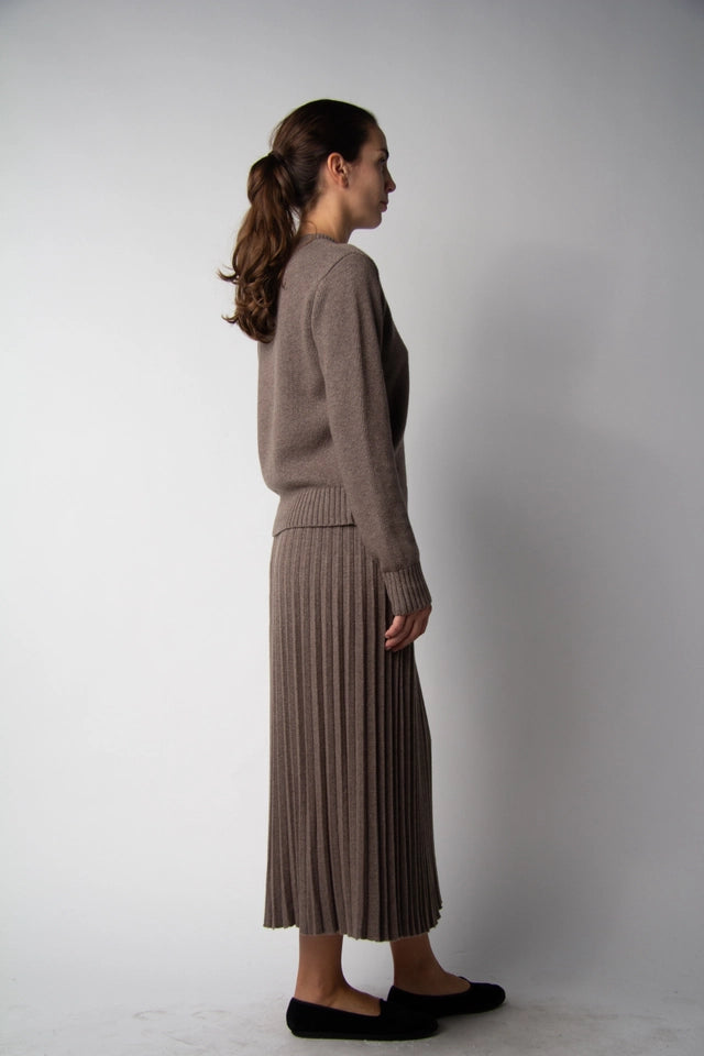 Cashmere Blend Pleated Skirt (3D Knit) Castagna-Skirt-LÈMME-S-Castagna-Urbanheer