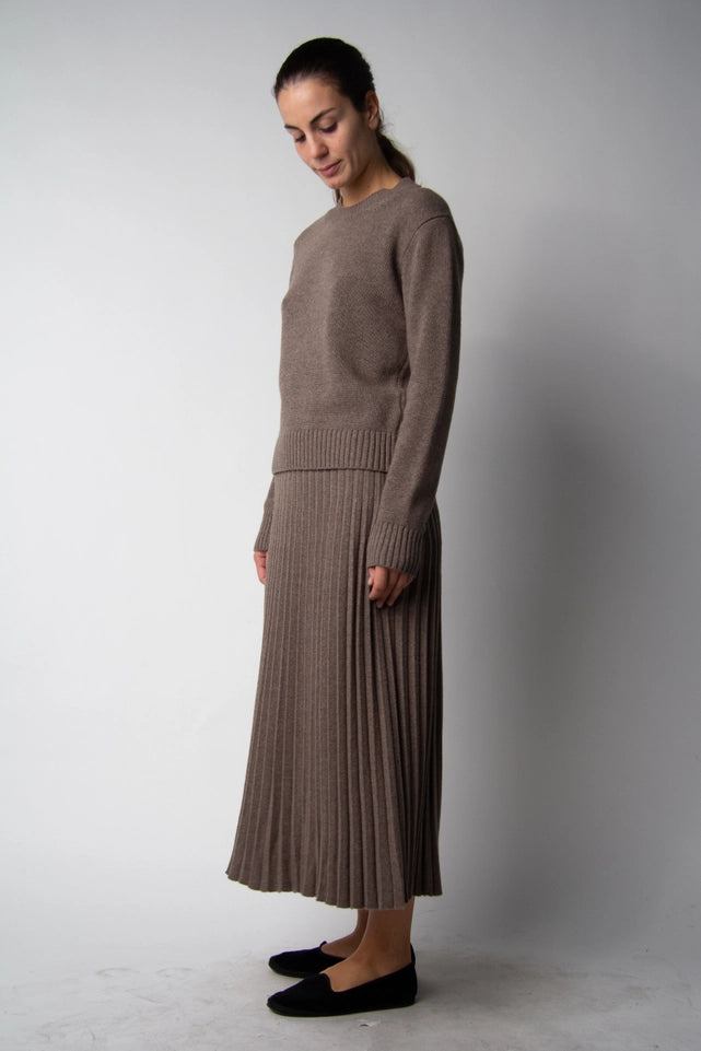 Cashmere Blend Pleated Skirt (3D Knit) Castagna-Skirt-LÈMME-S-Castagna-Urbanheer