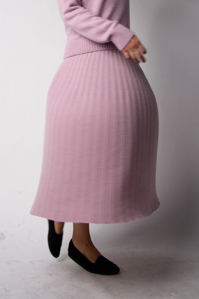 Cashmere Blend Pleated Skirt (3D Knit) Rosa-Skirt-LÈMME-S-Rosa-Urbanheer