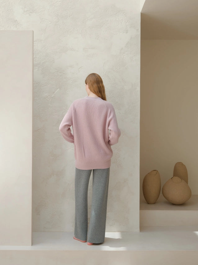 Cashmere Blend Raglan Ribbed Cardigan-Cardigan-LÈMME-S-Magenta-Urbanheer