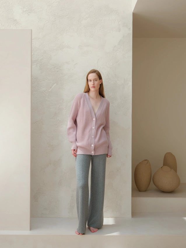 Cashmere Blend Raglan Ribbed Cardigan-Cardigan-LÈMME-S-Magenta-Urbanheer