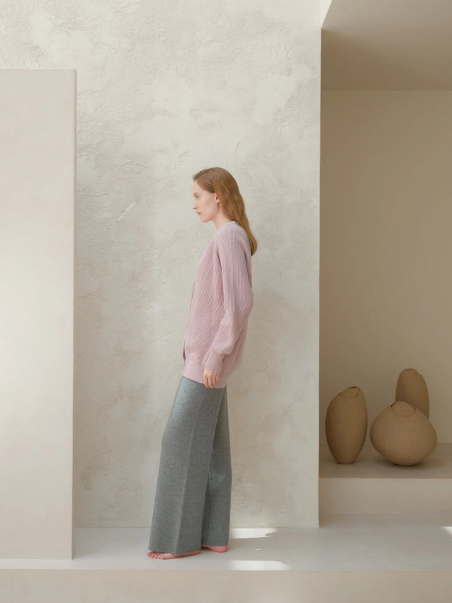 Cashmere Blend Raglan Ribbed Cardigan-Cardigan-LÈMME-S-Magenta-Urbanheer