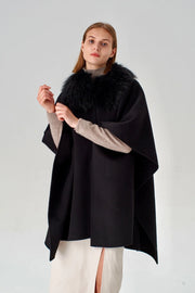 Cashmere Cape with Detachable Fur Collar - Black-Cape-Pissenlit-OS-Black-Urbanheer