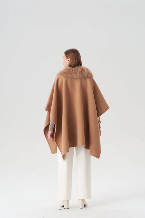 Cashmere Cape with Detachable Fur Collar - Camel-Cape-Pissenlit-OS-Camel-Urbanheer