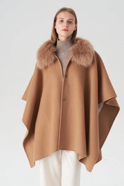 Cashmere Cape with Detachable Fur Collar - Camel-Cape-Pissenlit-OS-Camel-Urbanheer
