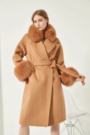 Cashmere Coat with Detachable Fur Collar & Cuffs Camel-Coats-Pissenlit-S-Camel-Urbanheer