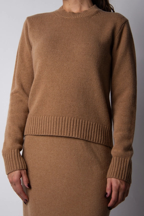 Cashmere Mix Crewneck Sweater Beige-Sweater-LÈMME-S-Urbanheer