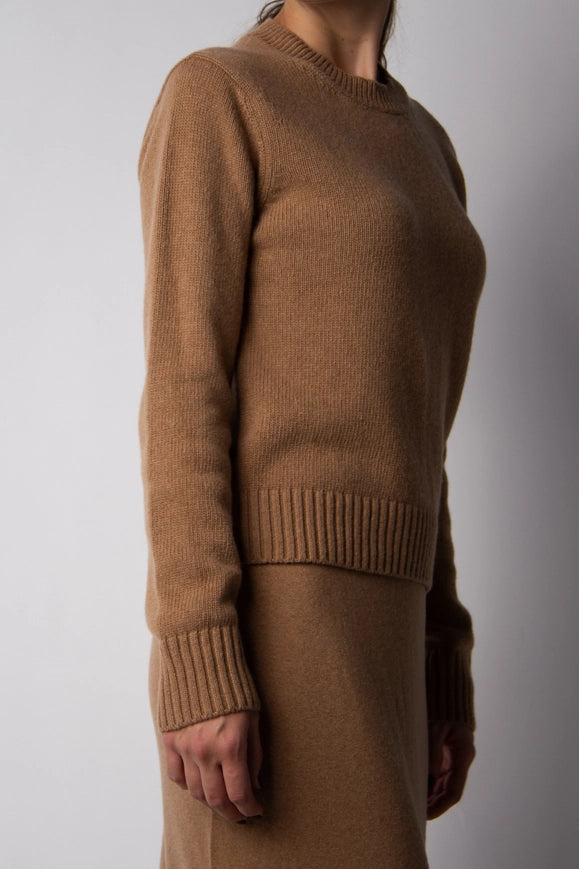 Cashmere Mix Crewneck Sweater Beige-Sweater-LÈMME-S-Urbanheer