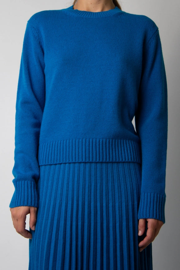 Cashmere Mix Crewneck Sweater Cerulean-Sweater-LÈMME-S-Urbanheer