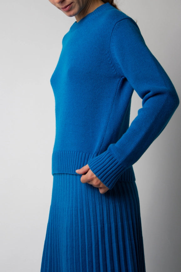Cashmere Mix Crewneck Sweater Cerulean-Sweater-LÈMME-S-Urbanheer