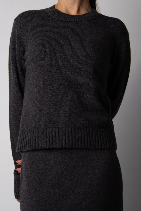 Cashmere Mix Crewneck Sweater Dark Gray
