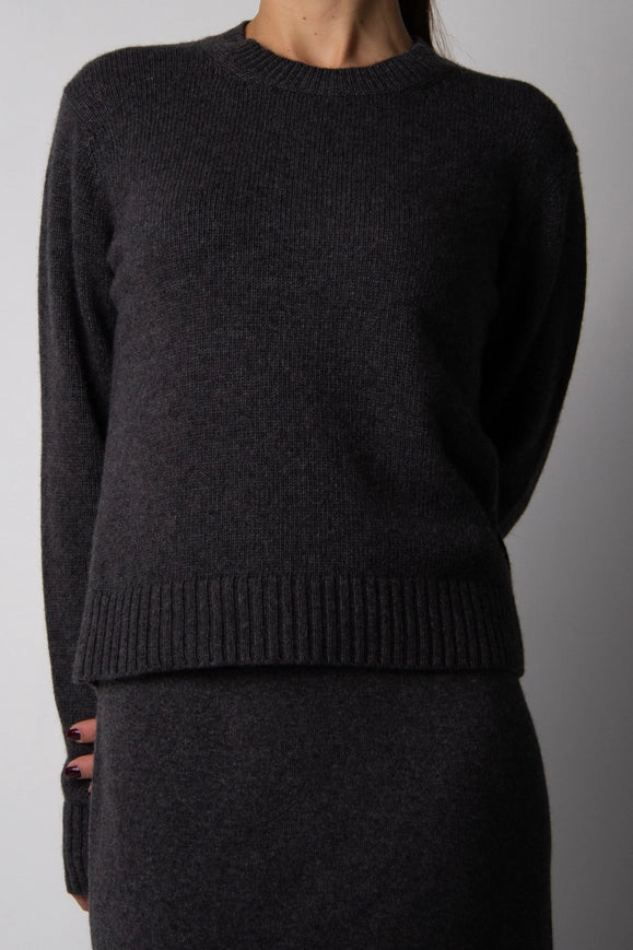 Cashmere Mix Crewneck Sweater Dark Gray-Sweater-LÈMME-S-Urbanheer