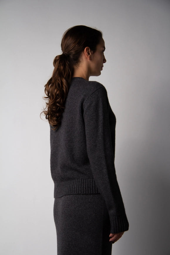 Cashmere Mix Crewneck Sweater Dark Gray-Sweater-LÈMME-S-Urbanheer