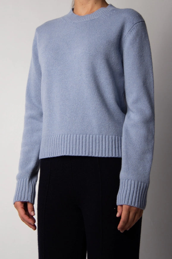 Cashmere Mix Crewneck Sweater Dusty Blue