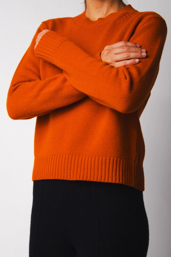 Cashmere Mix Crewneck Sweater Orange