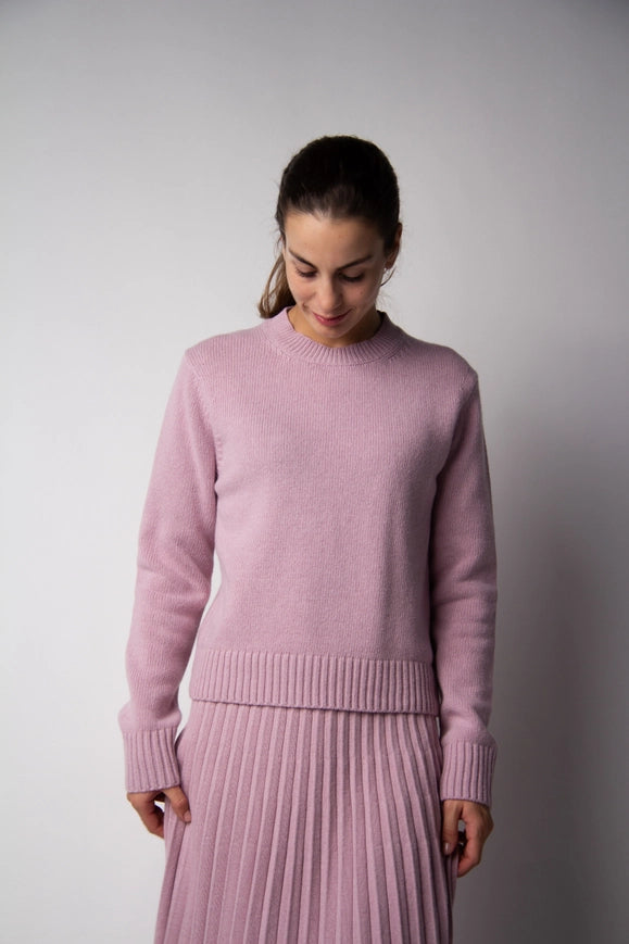 Cashmere Mix Crewneck Sweater Pink-Sweater-LÈMME-S-Urbanheer