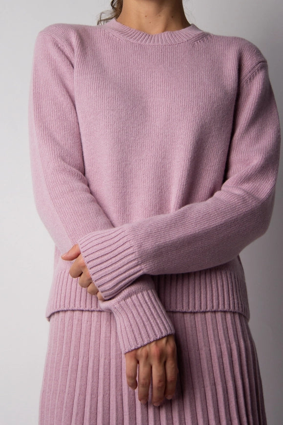 Cashmere Mix Crewneck Sweater Pink-Sweater-LÈMME-S-Urbanheer
