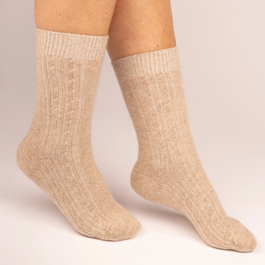 Cashmere Socks-socks-Bel Cashmere S.C.-37-39-Beige-Urbanheer