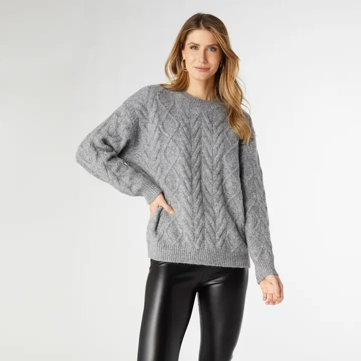 Casper Cable Knit Sweater-Sweater-COCO + CARMEN-XS-Light Heather Grey-Urbanheer
