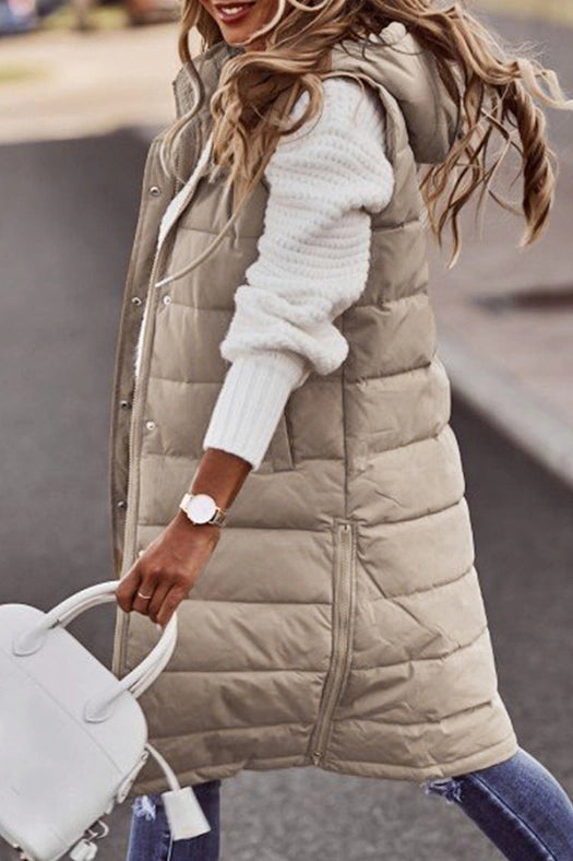 Casual Street Solid Zipper Mandarin Collar Vests(5 Colors)-Vests-Pertify-S-Cream White-Urbanheer