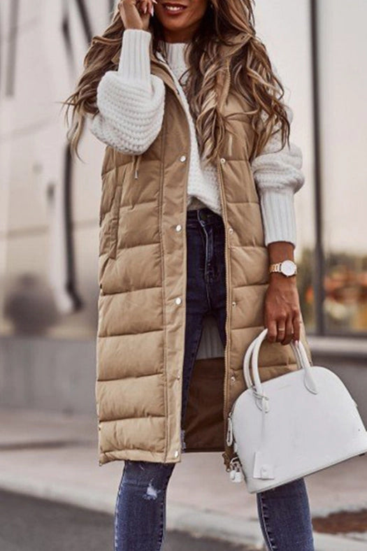 Casual Street Solid Zipper Mandarin Collar Vests(5 Colors)-Vests-Pertify-S-Khaki-Urbanheer