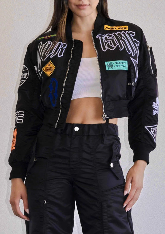 Caution Multi Patches MA-1 Jacket-Jacket-First Row-S-Black-Urbanheer