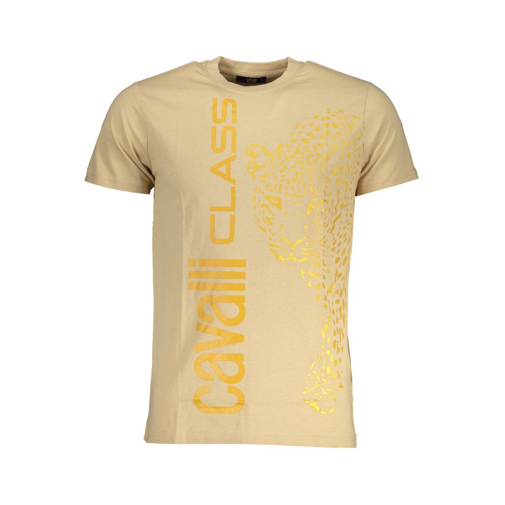 Cavalli Class Beige Cotton T-Shirt-Cavalli Class-XL-Urbanheer