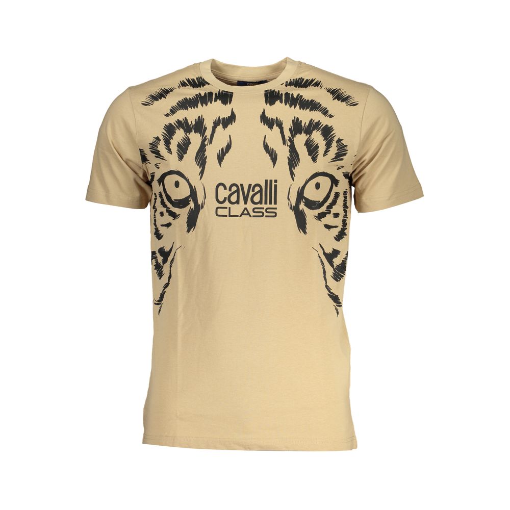 Cavalli Class Beige Cotton T-Shirt-Cavalli Class-L-Urbanheer