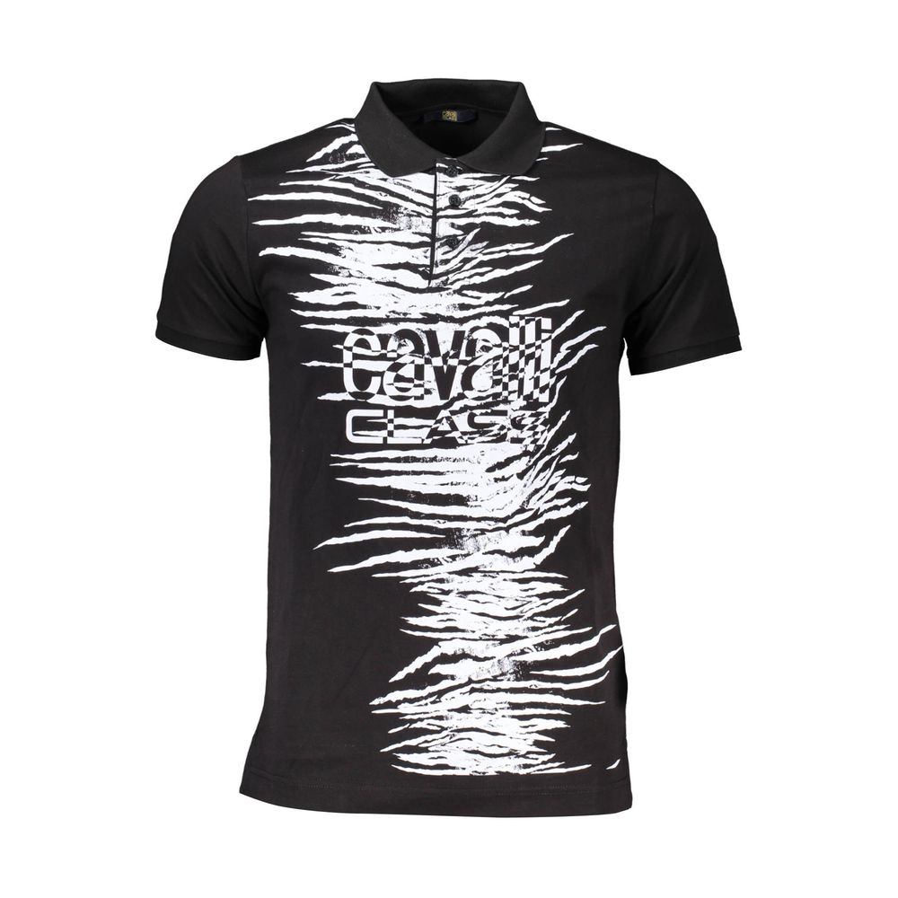 Cavalli Class Black Cotton Men Polo Shirt-Cavalli Class-XL-Urbanheer