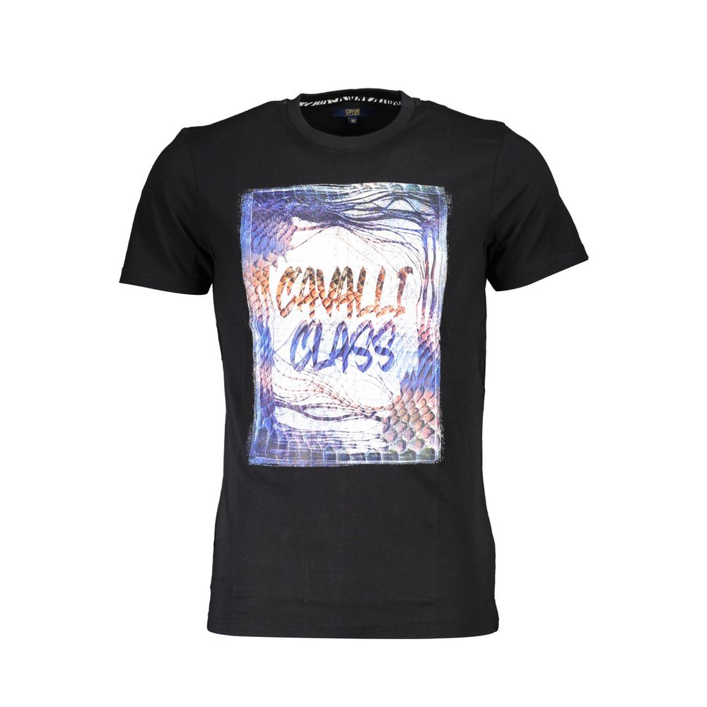 Cavalli Class Black Cotton Men T-Shirt-Cavalli Class-L-Urbanheer