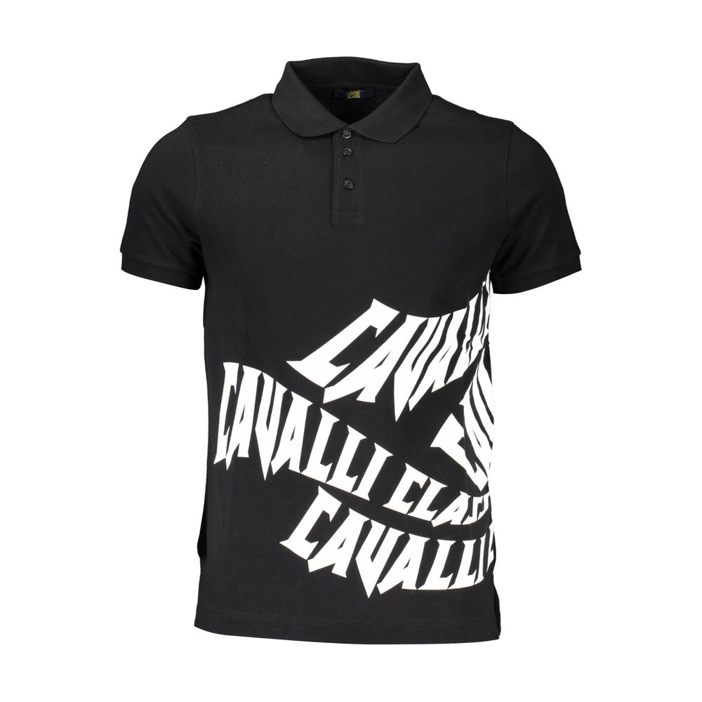 Cavalli Class Black Cotton Mens Polo Shirt-Cavalli Class-M-Urbanheer